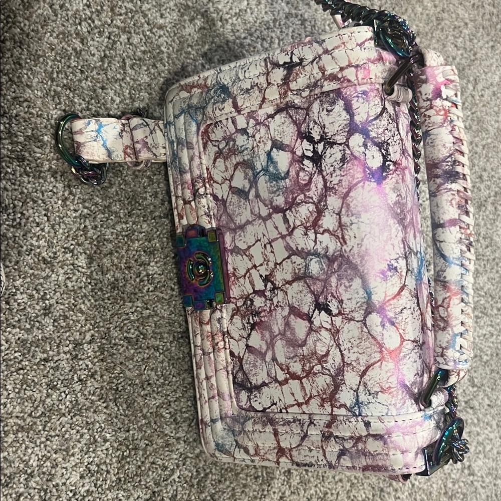 Multicolor Marble-Effect Shoulder Bag - Designer Style